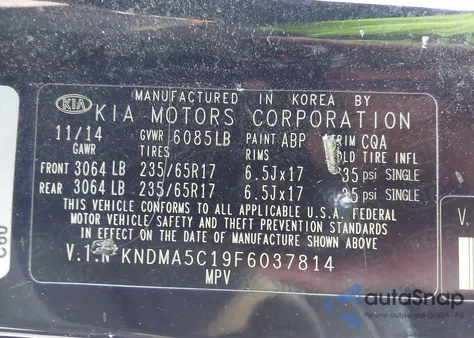 2015 Kia Sedona L from USA, damaged, VIN KNDMA5C19F6037814